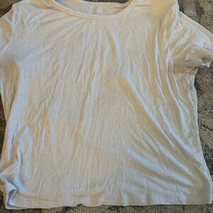 White Ribbed Short Sleeve Top